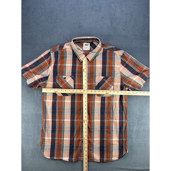 Levis Short Sleeve Button Down Western Shirt Plaid Orange/Black Men's XXL - Picture 6 of 7
